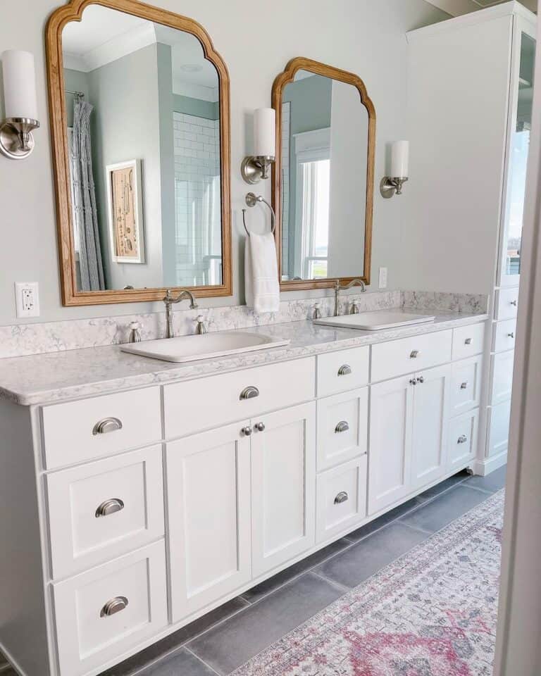 Gray Granite Countertop for Dual Sink Vanity
