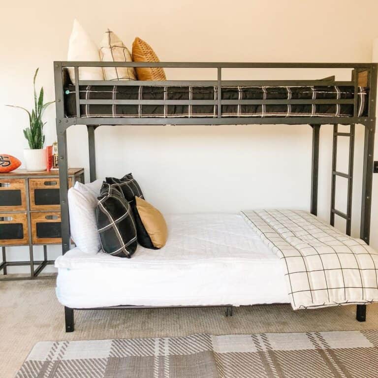 Gray Metal Twin over Queen Bunk Bed