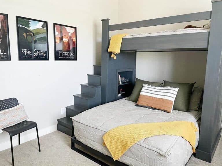 Gray Twin Over Queen Bed with Stairs