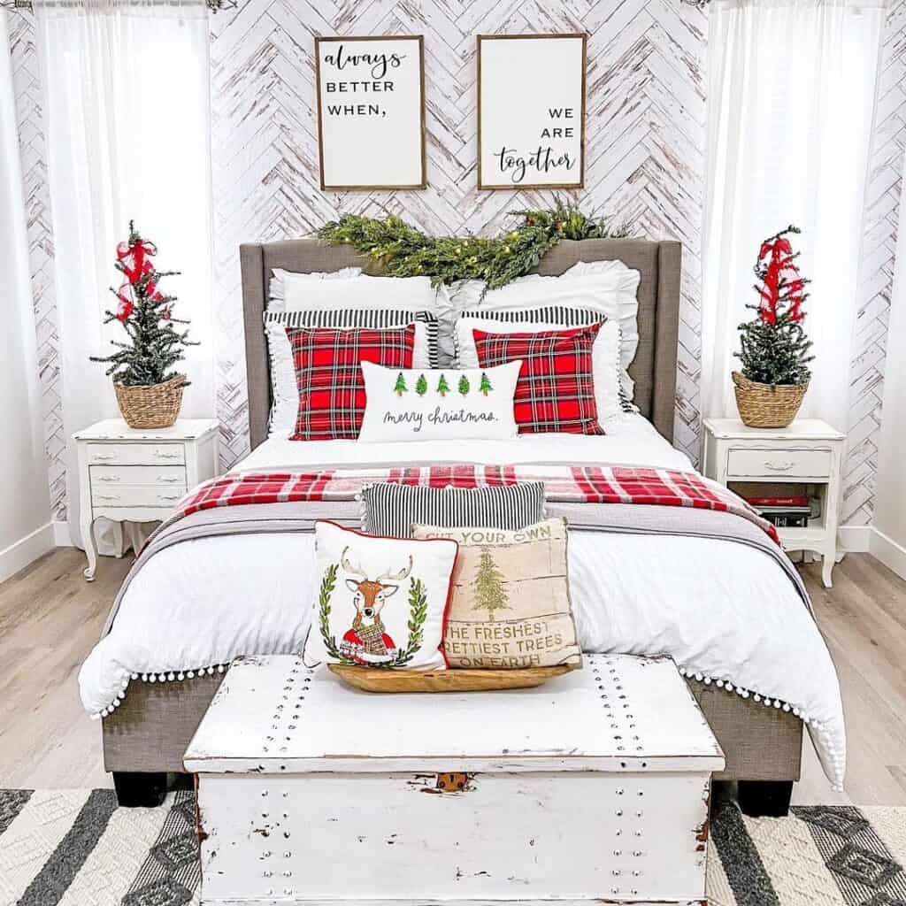 Herringbone Bedroom With Queen Christmas Bedding