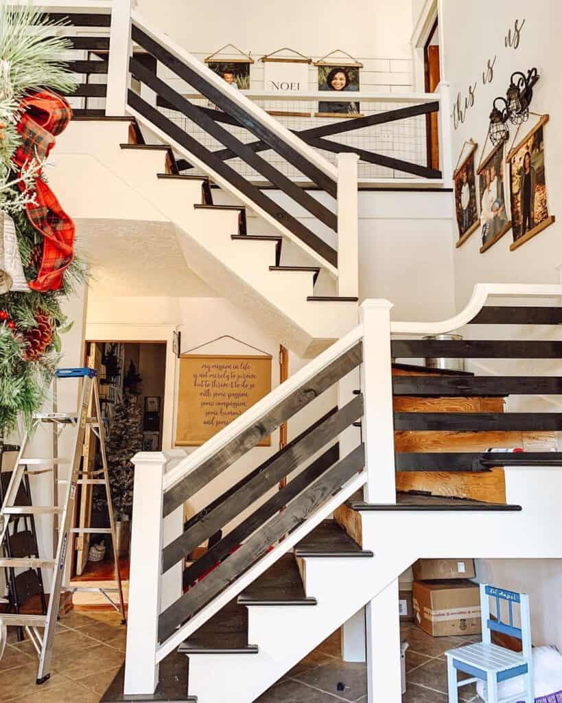 Horizontal Black and White Stair Spindles