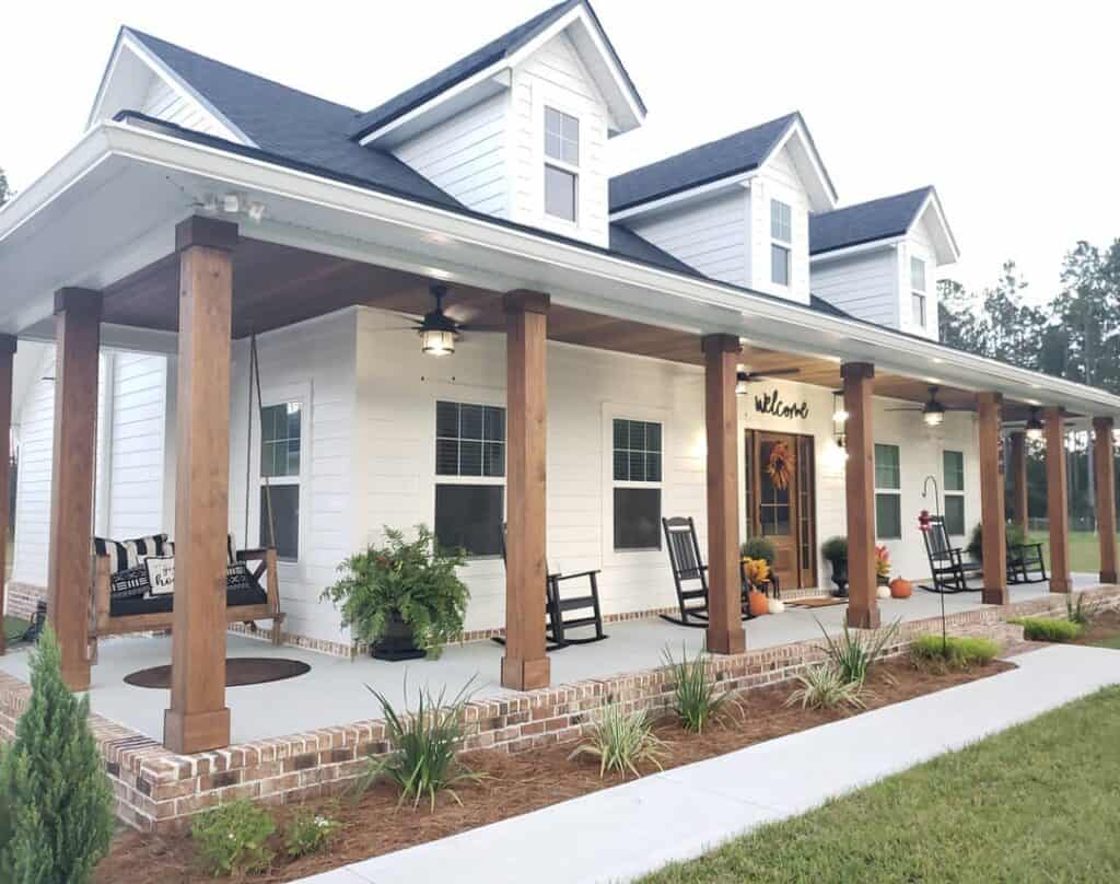 House with Stained Wood Porch Roof