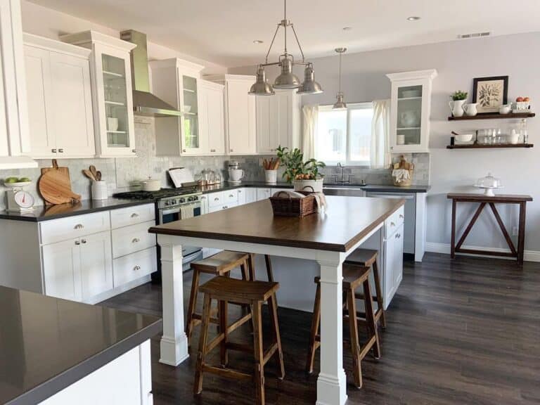 Kitchen Island with White Table Legs