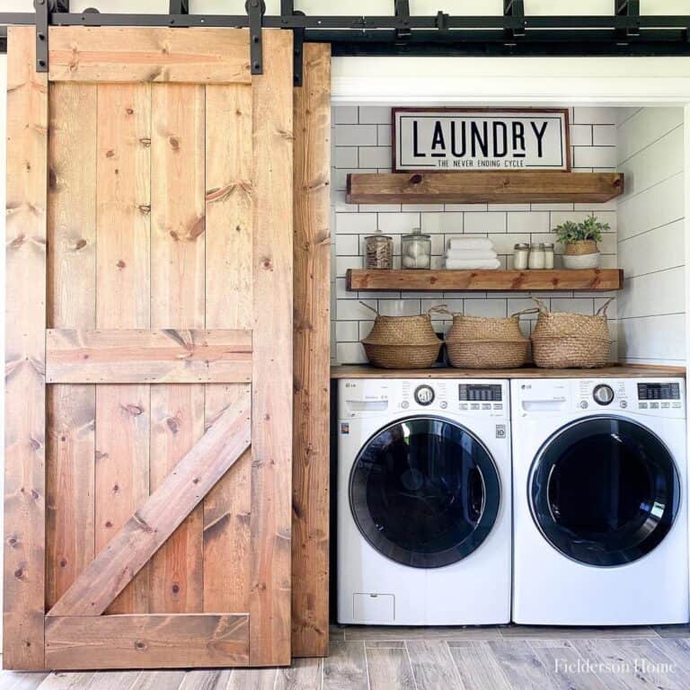 Laundry Closet with Sliding Barn Door