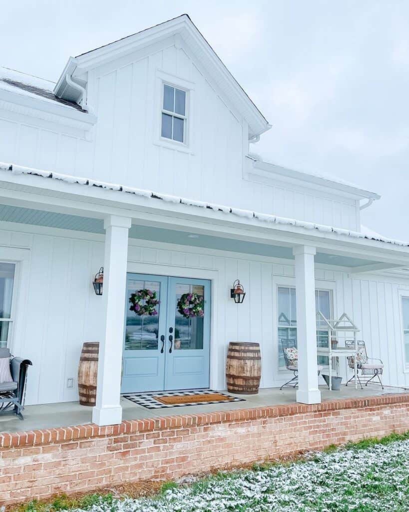 Light Blue Shiplap Porch Ceiling