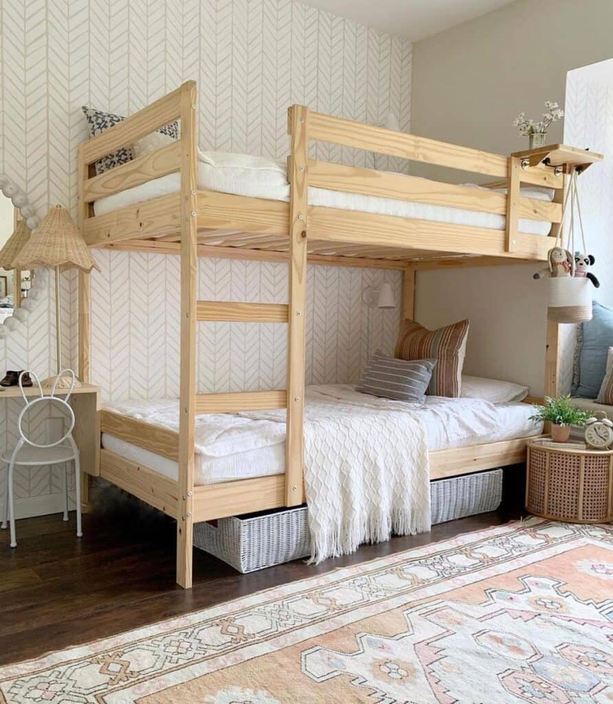 Light Wood Bunk Room for Teenage Girls