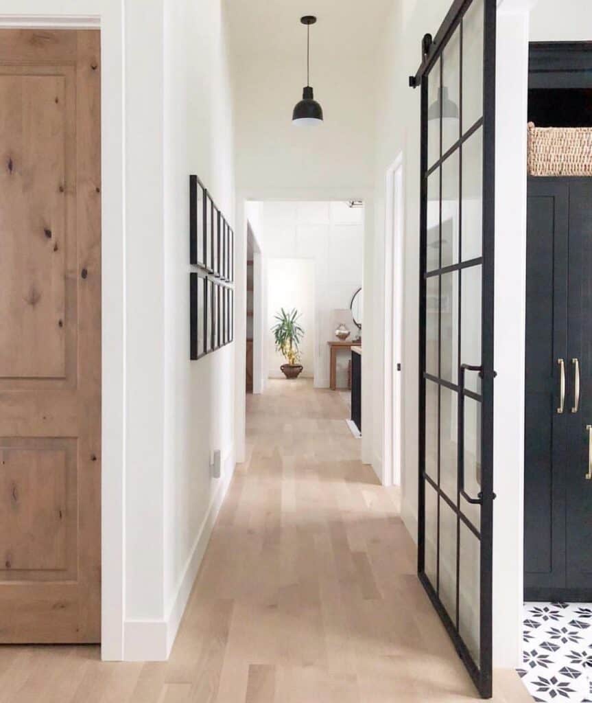 Long Modern Hallway with Flat Baseboards