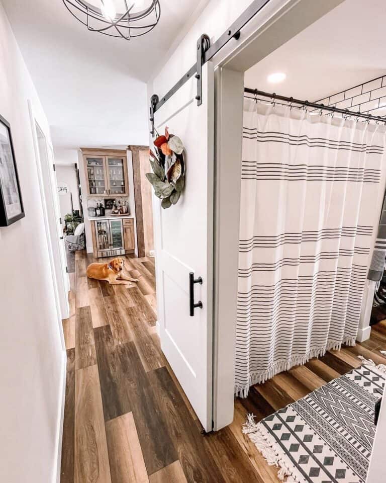 Modern Bathroom With Sliding Barn Door
