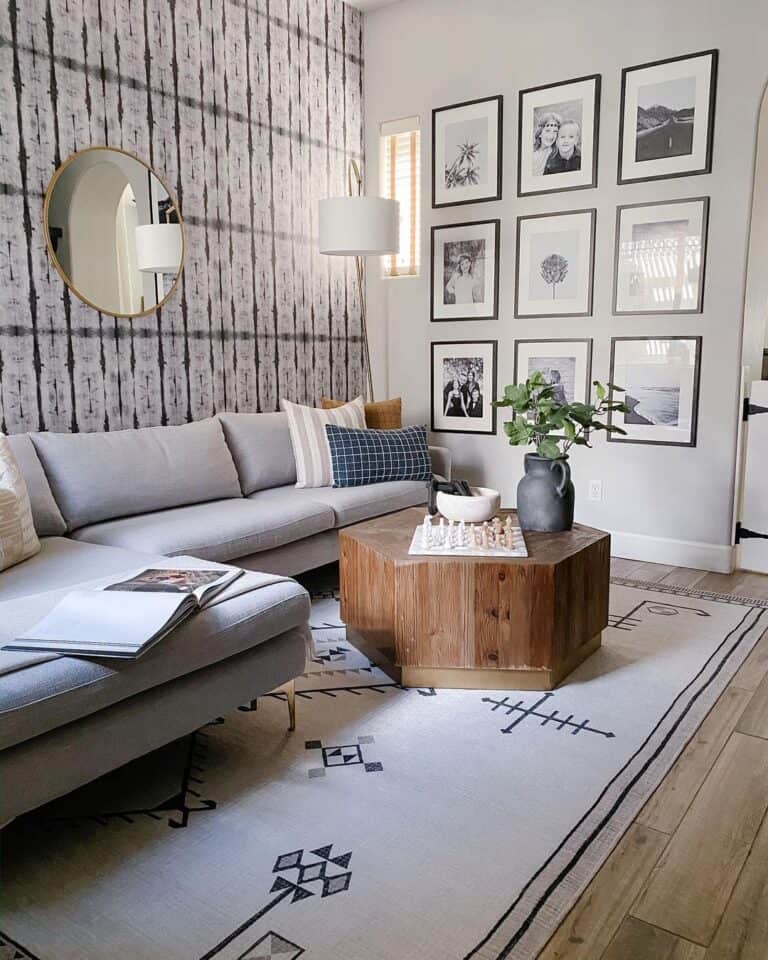 Modern Den With Family Gallery Wall