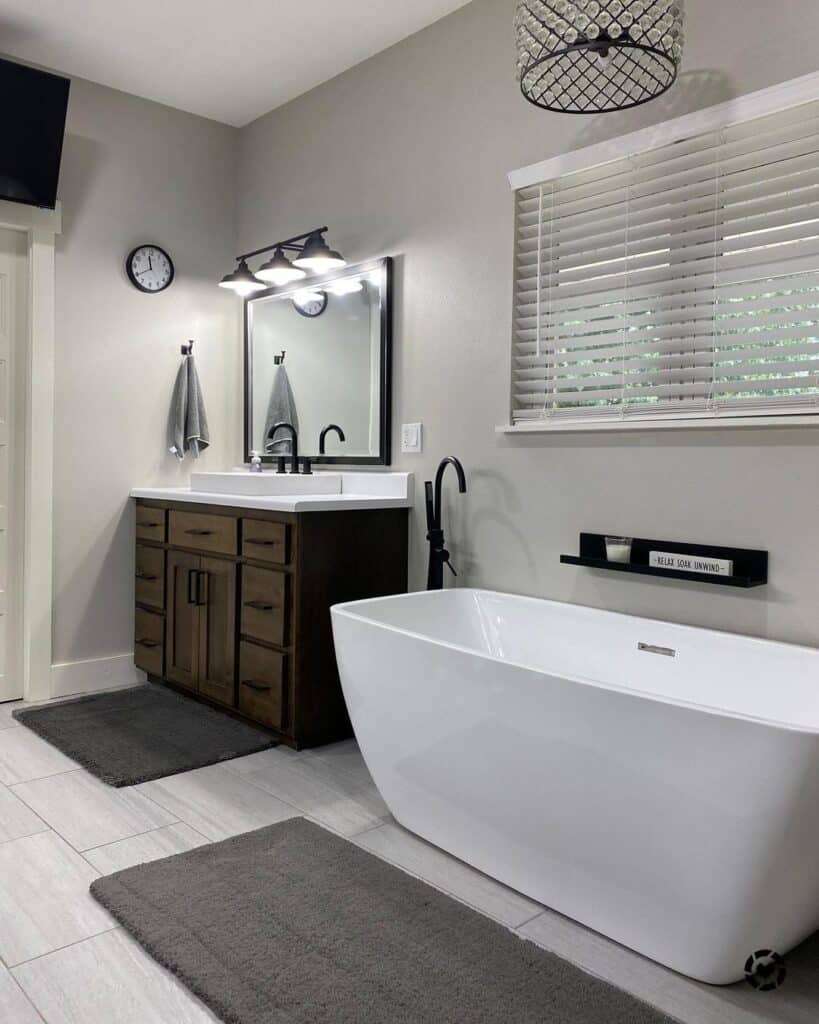 Modern Light Gray Tile Bathroom