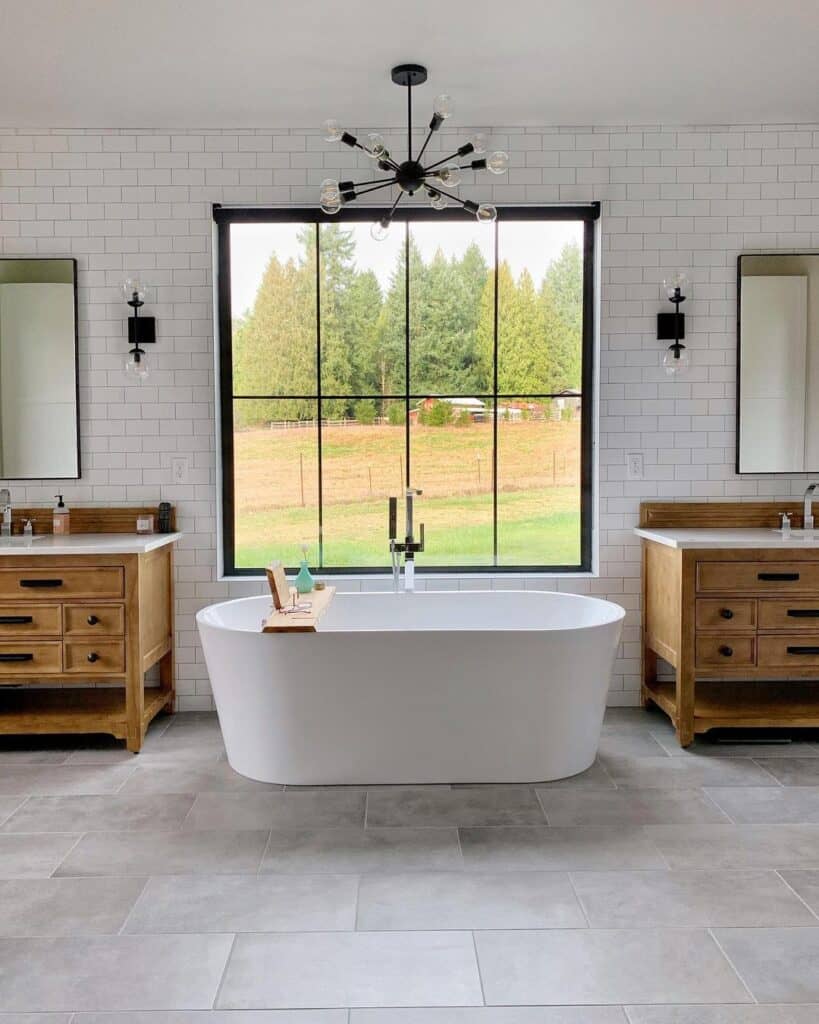 Modern Meets Rustic Gray Bathroom Tile