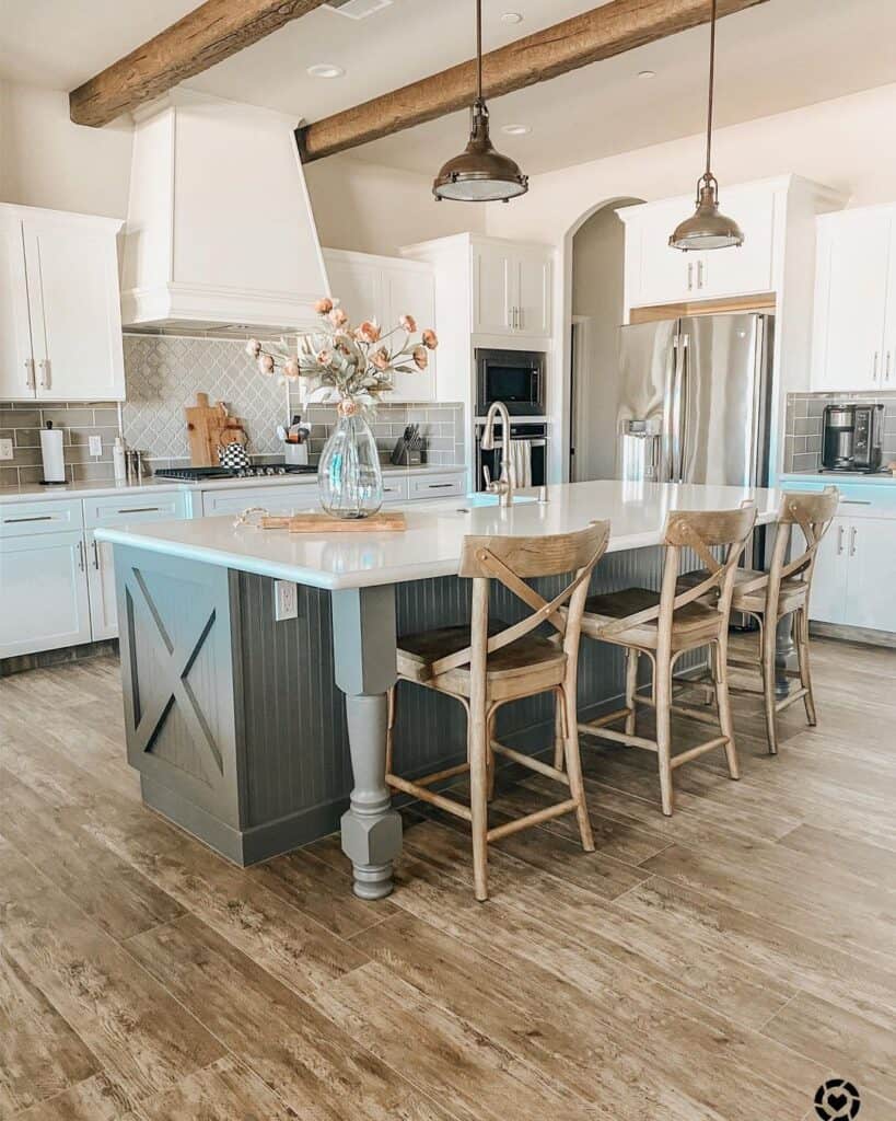 Muted Green Kitchen Island with Legs