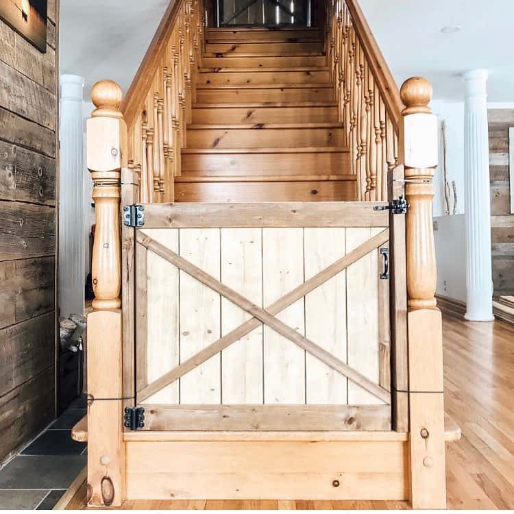Natural Wood Staircase and Spindles with Baby Gate Soul Lane