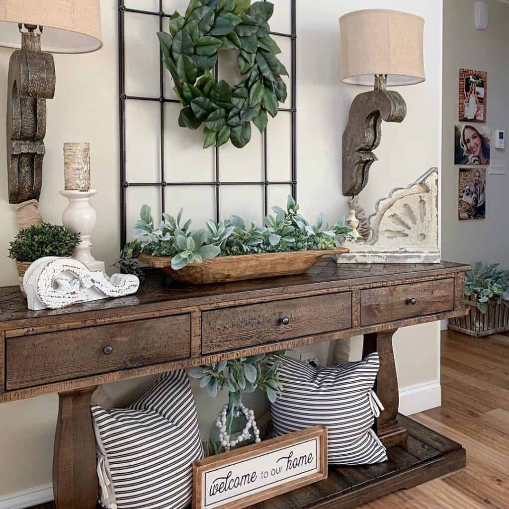 Novelty Lamps Above a Wood Console Table