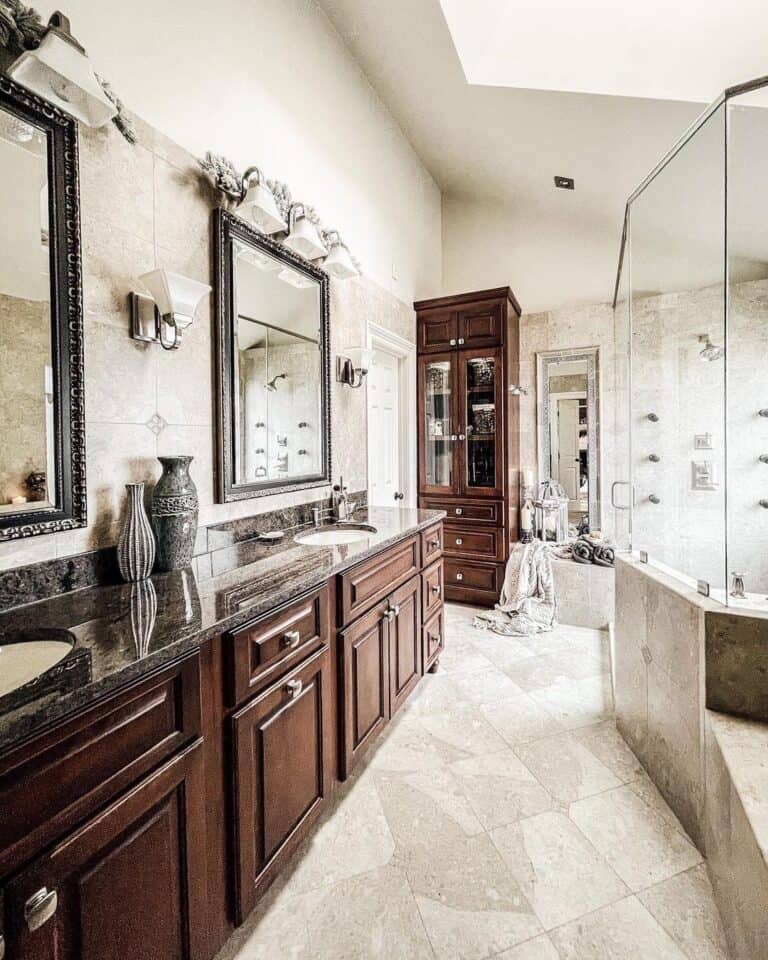 Ornate Black Frame Rectangular Bathroom Mirrors