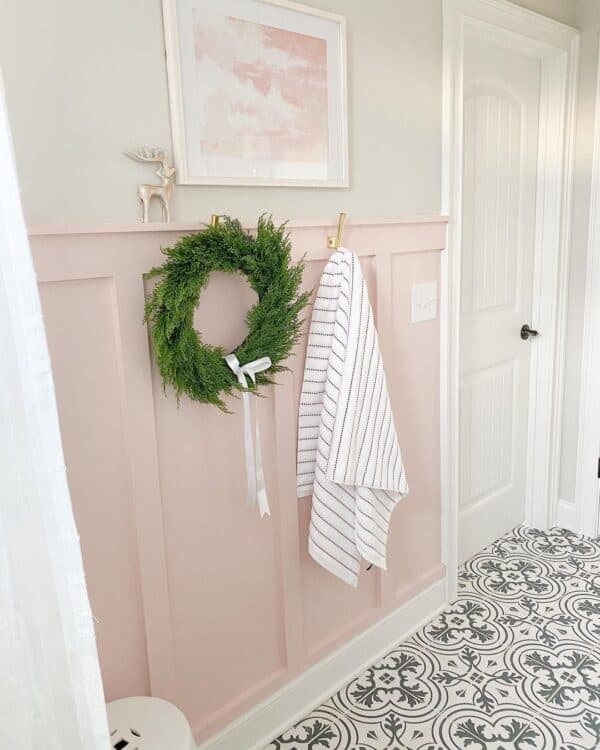 Patterned Tile Paired with Pink Wainscoting - Soul & Lane