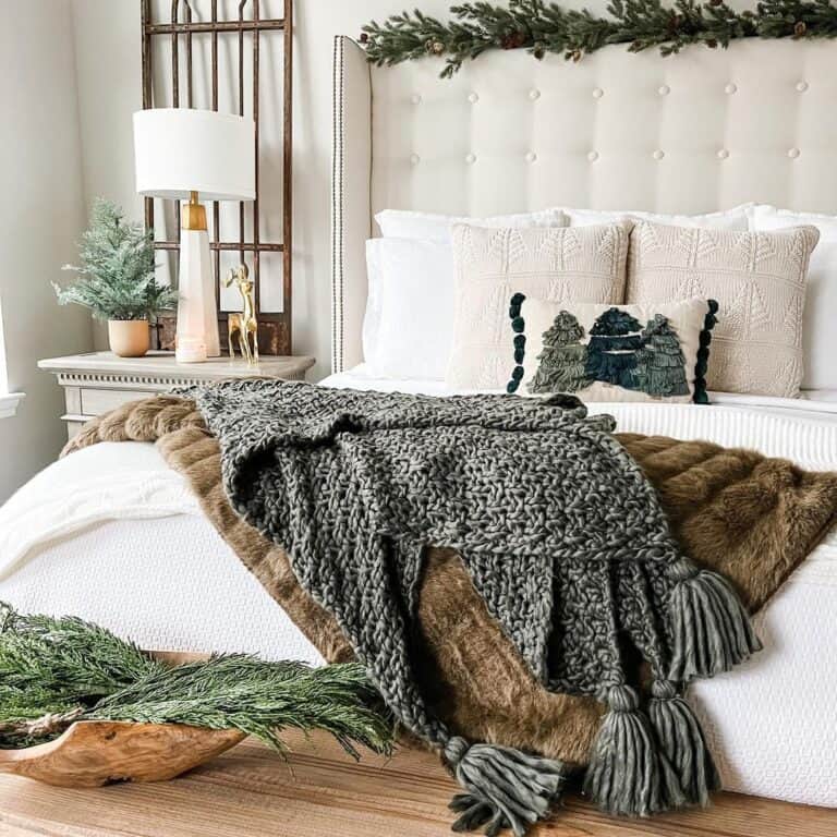 Pine Accents With Christmas Throws and Blankets