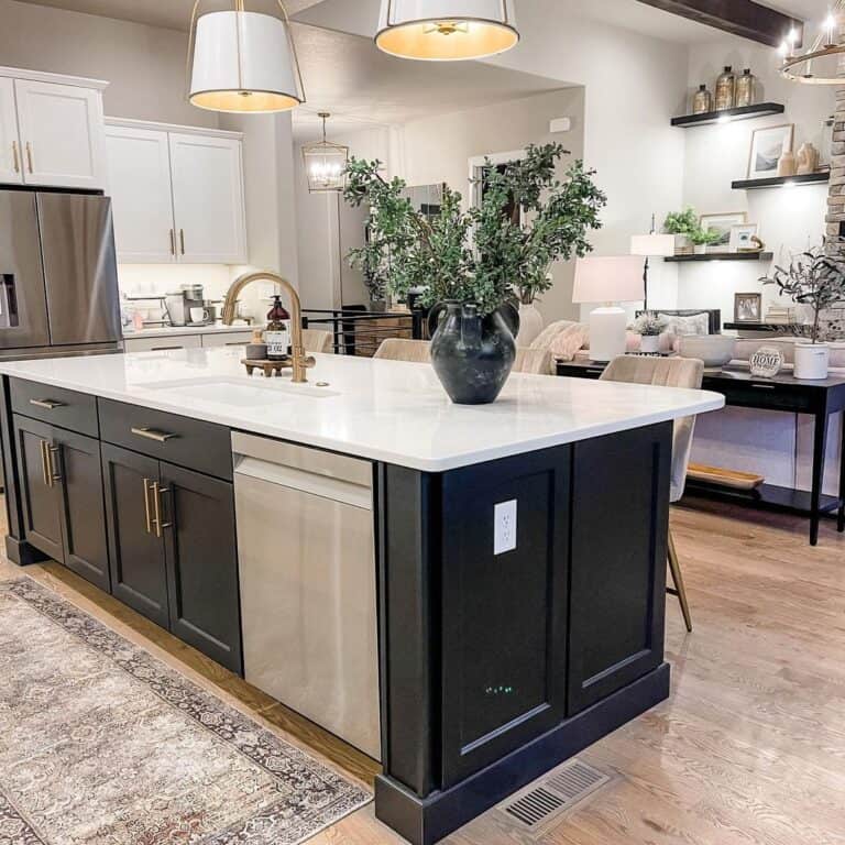 Power Outlet on Black Kitchen Island