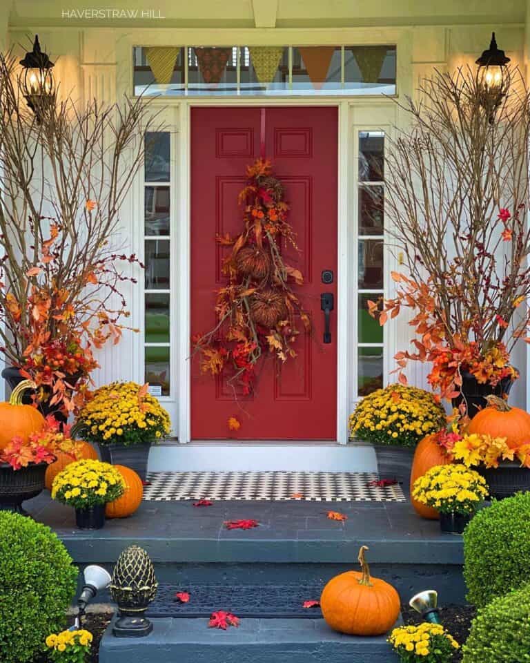 Red Front Door With Glass Panels