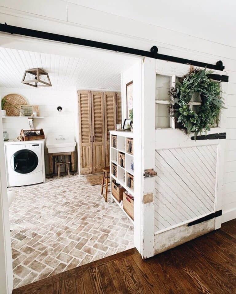 Rustic Feel to Laundry Room Sliding Door