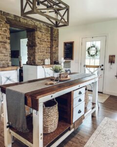 Rustic Two-toned Stained Wood Kitchen Island - Soul & Lane
