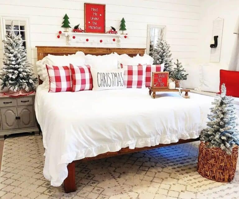 Small Pine Trees in a White Bedroom