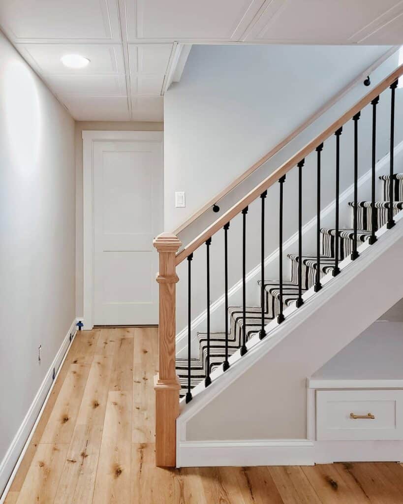 Traditional Black and Wood Staircase