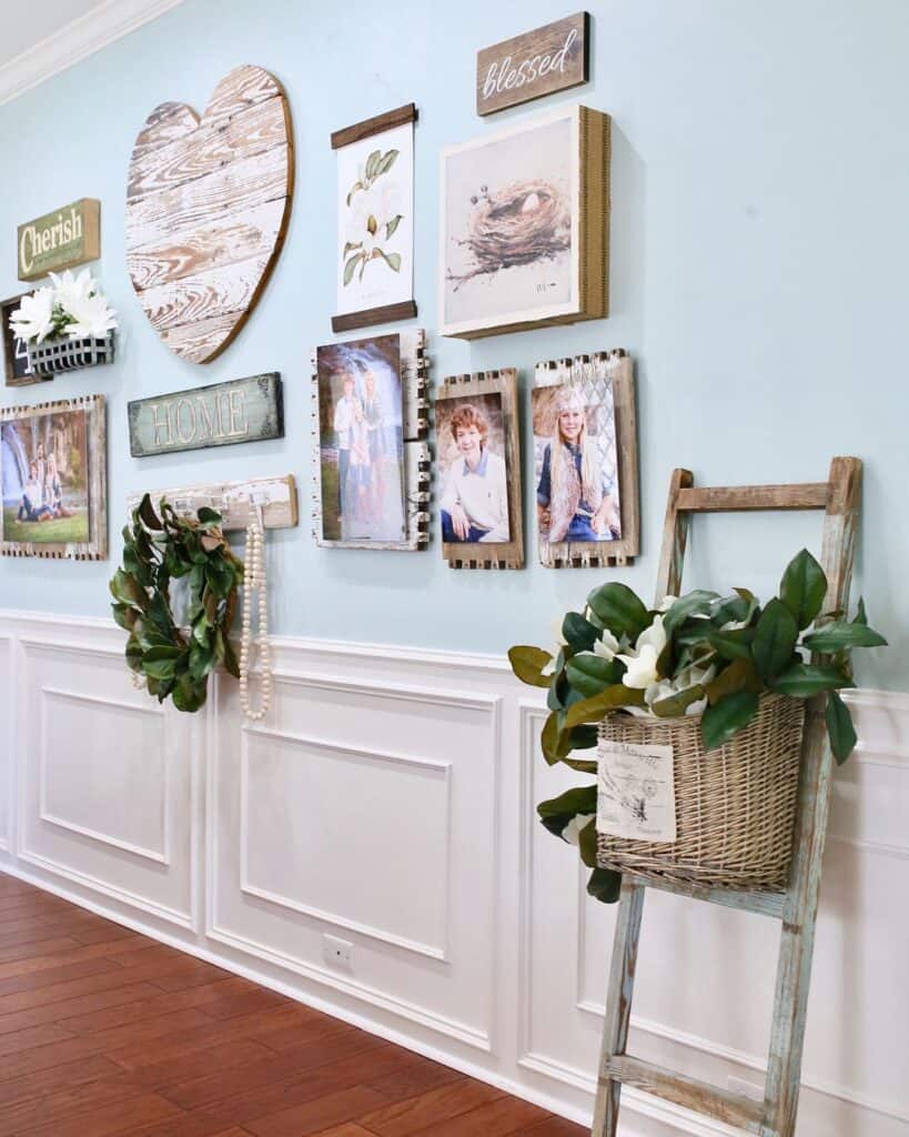 Traditional Wainscoting and Family Gallery Wall
