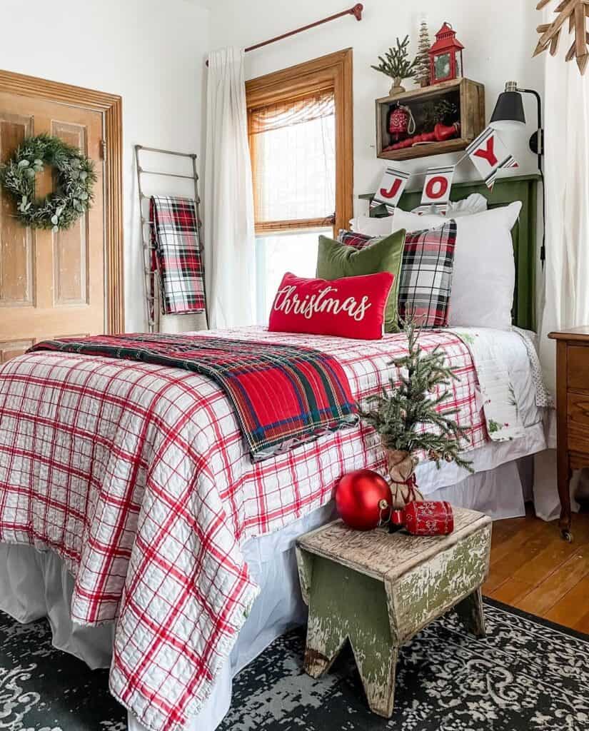 Understated Christmas Bedding Idea With Accents