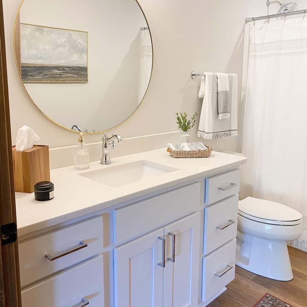 Vanity with White Granite Bathroom Countertops