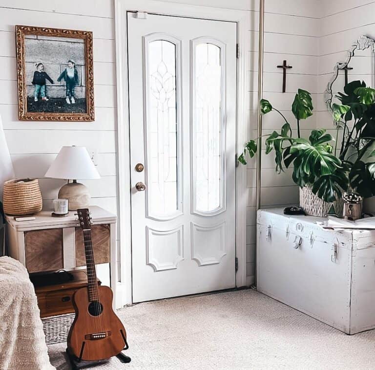 Vintage Entryway With White Front Door