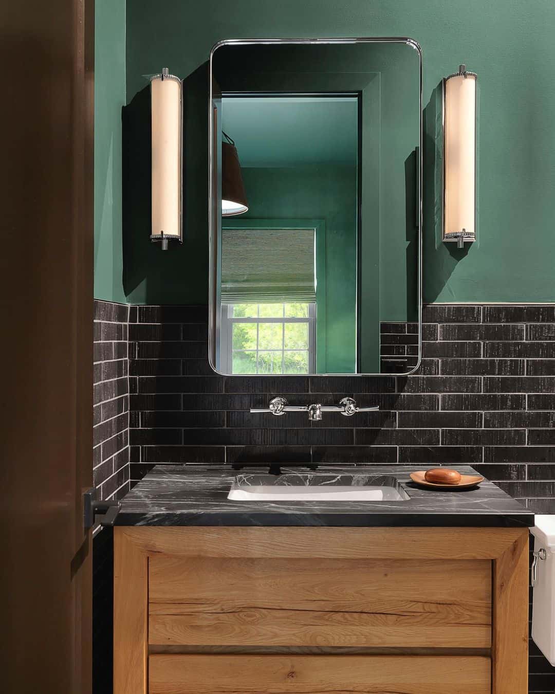 Washstand with Black Bathroom Countertops Soul & Lane
