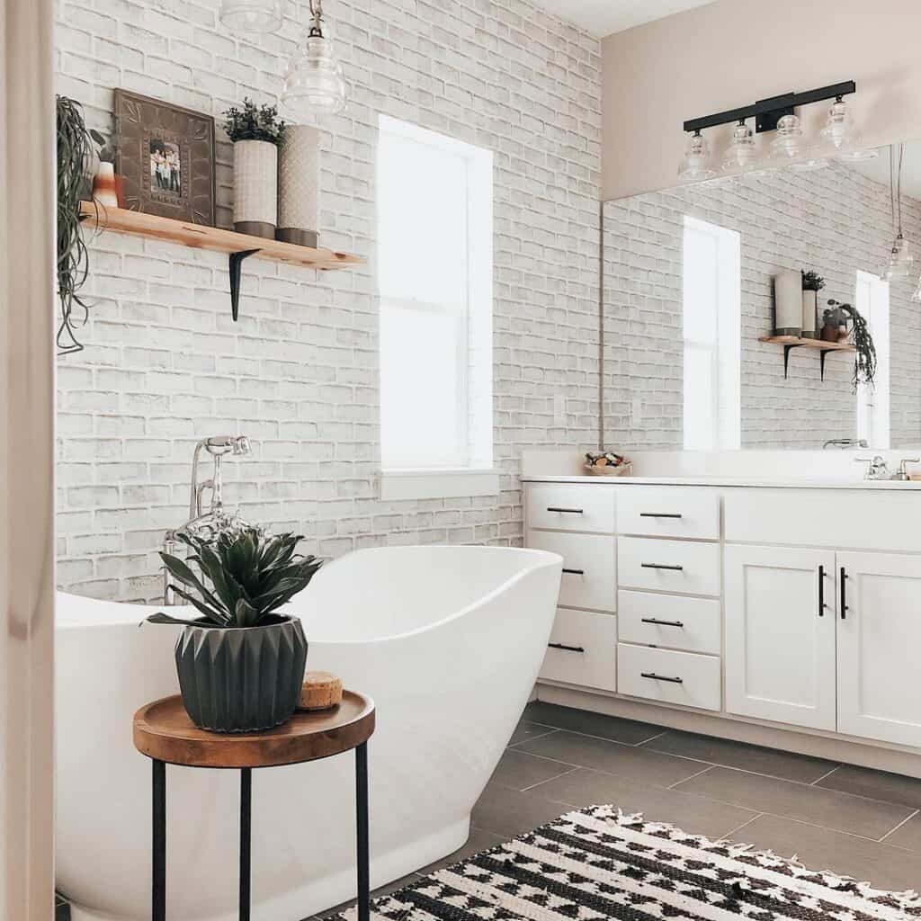 White Brick Wall in a Bathroom