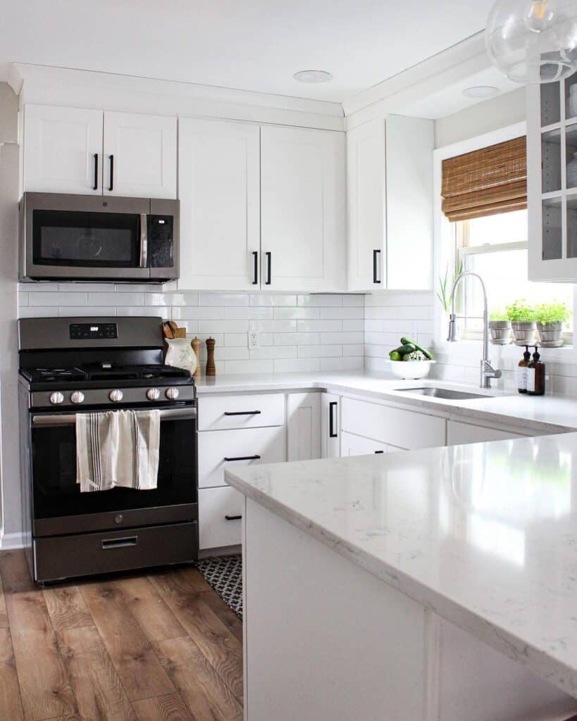 White Cabinetry with Black Metal Handles