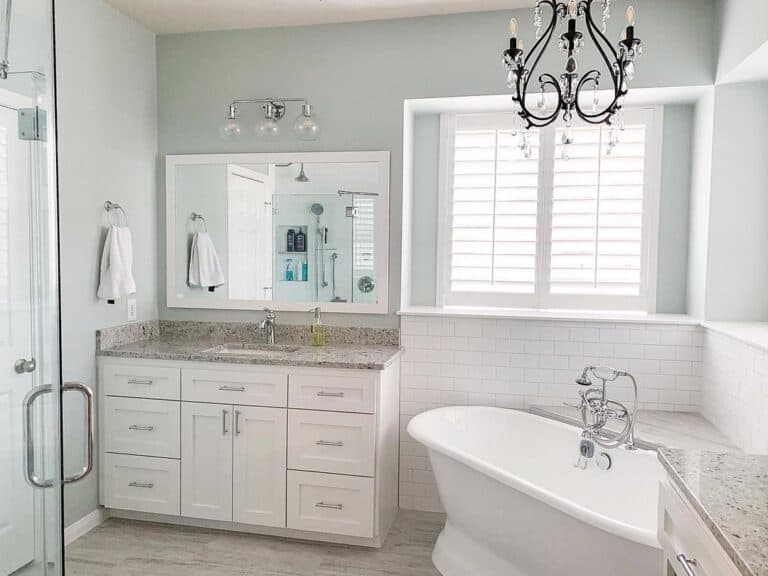 White Farmhouse Bathroom Window Shutters