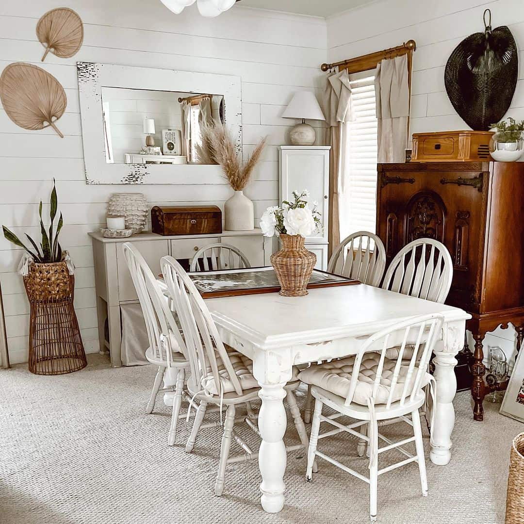 White Farmhouse Table in Shiplap Room Soul & Lane