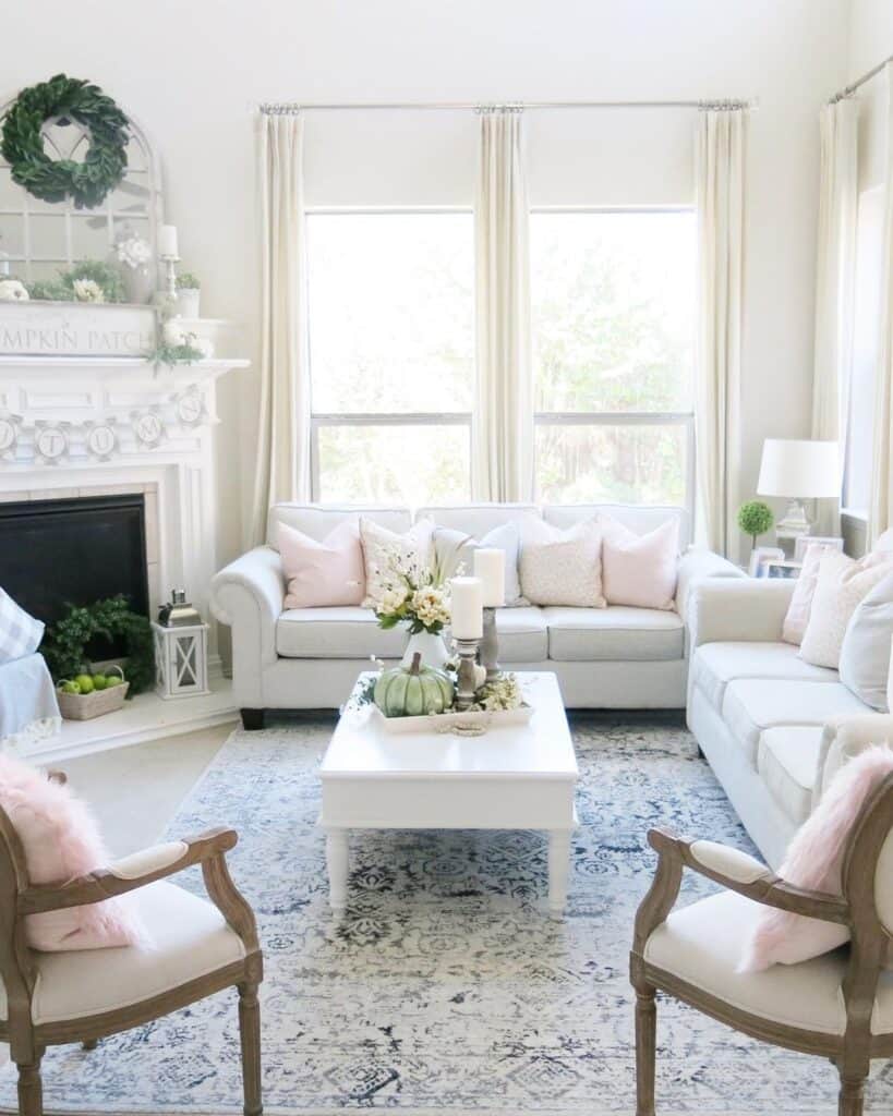 White Fireplace Mantel with Decorative Molding