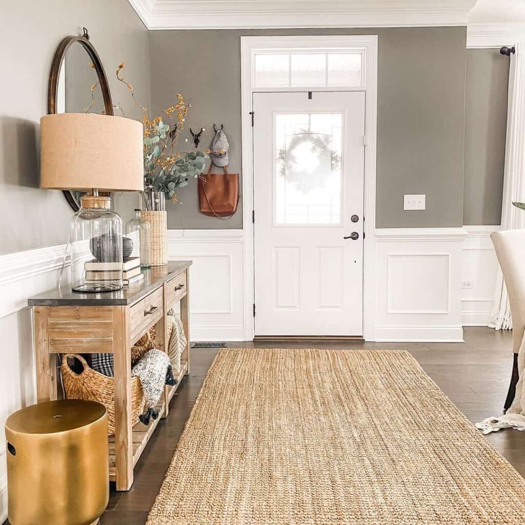 White Front Door with Gray Walls