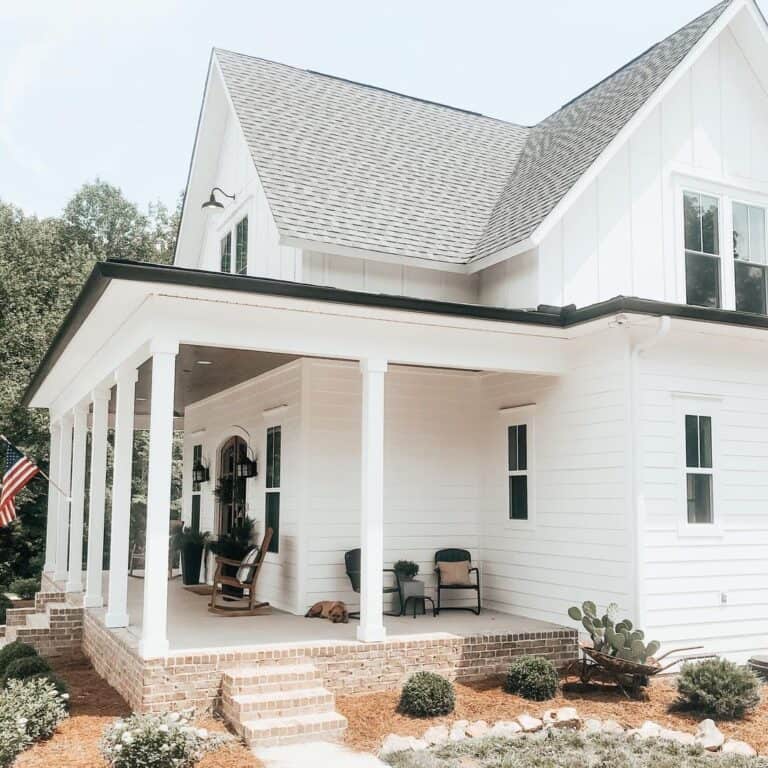 White Front Porch with Roof