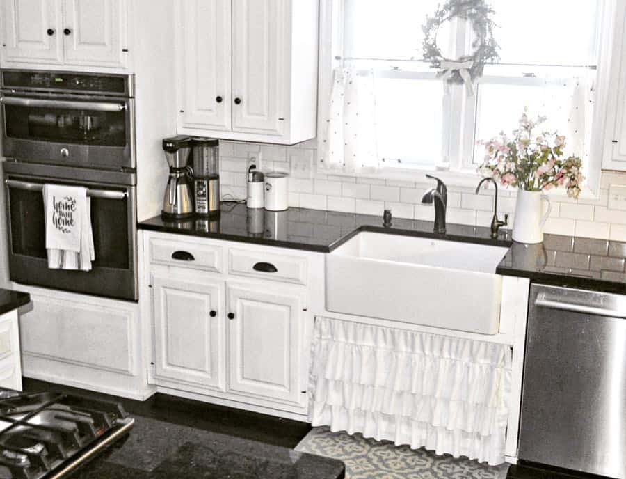 White Kitchen Window Above Apron Sink