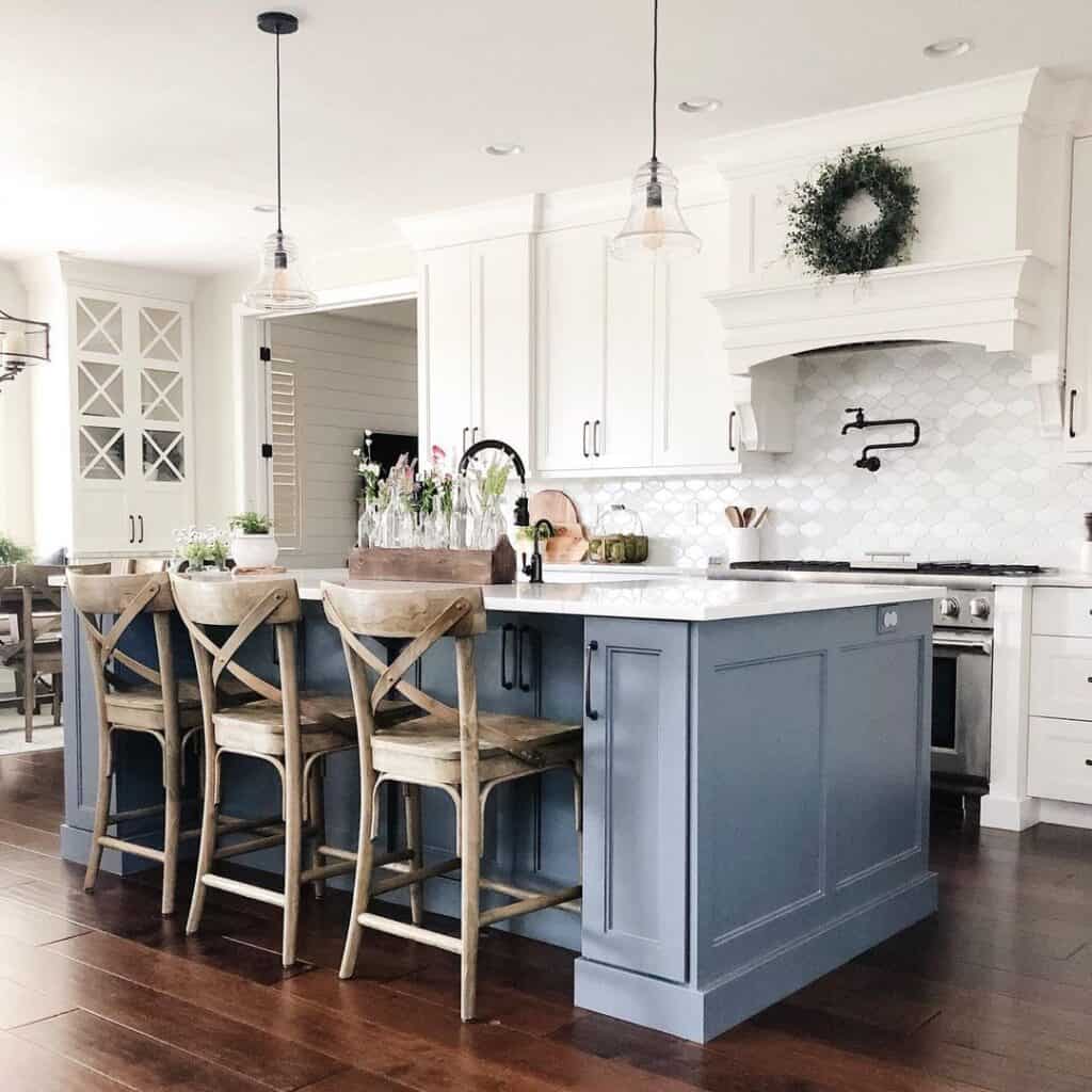 White Kitchen With Cross Back Stools