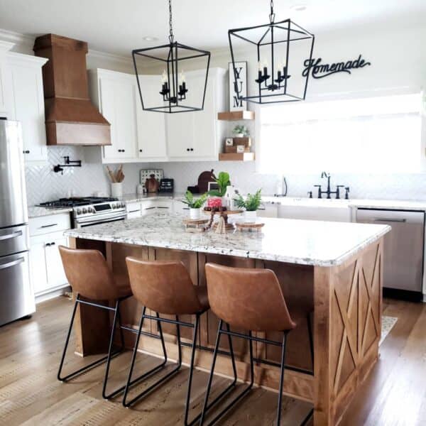30 White Kitchens with Wood Island for the Ultimate Glow Up