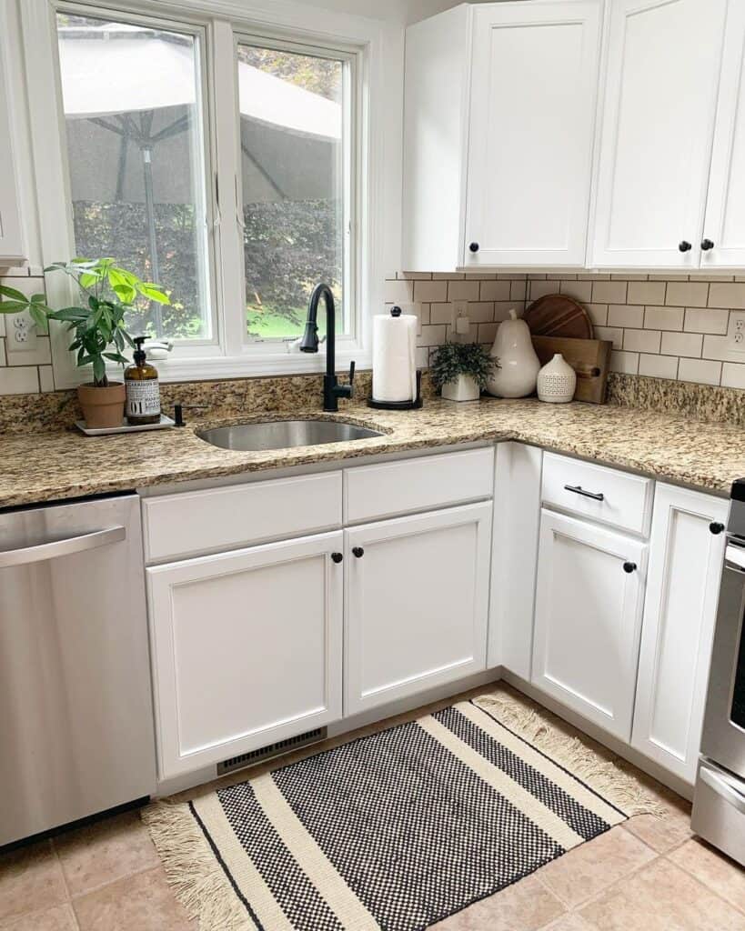 White Kitchen Cabinets with Dark Countertops