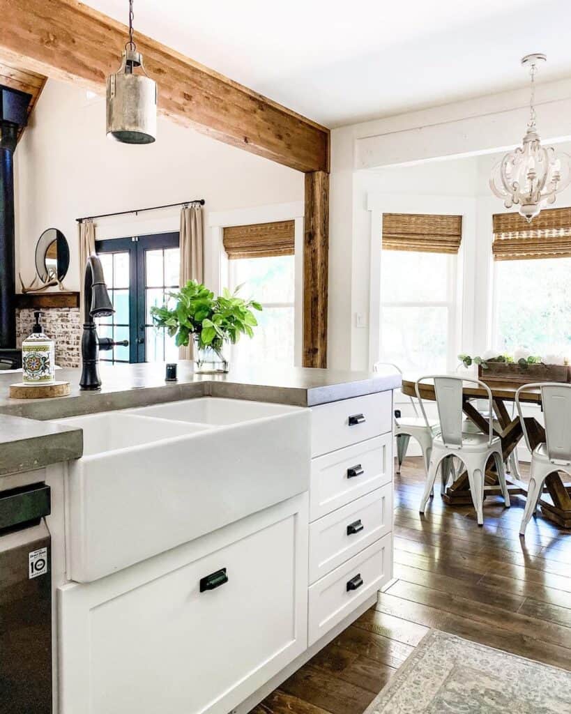 White Kitchen with Farmhouse Sink and Black Hardware