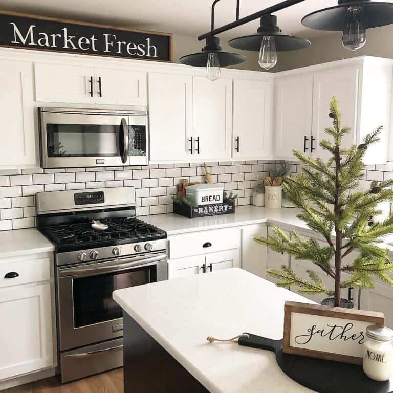 White Kitchen with Subway Tile Backsplash