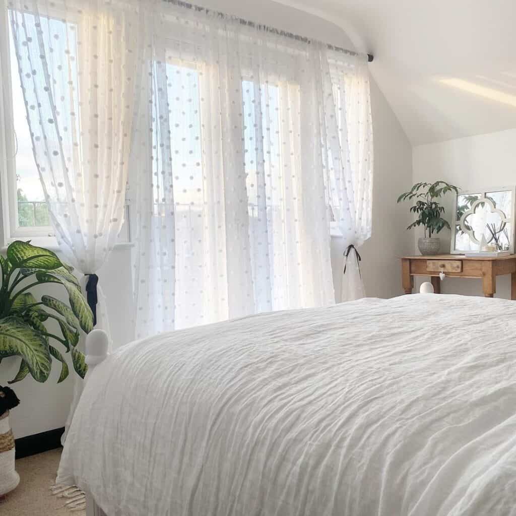 White Low Sloped Ceiling Bedroom