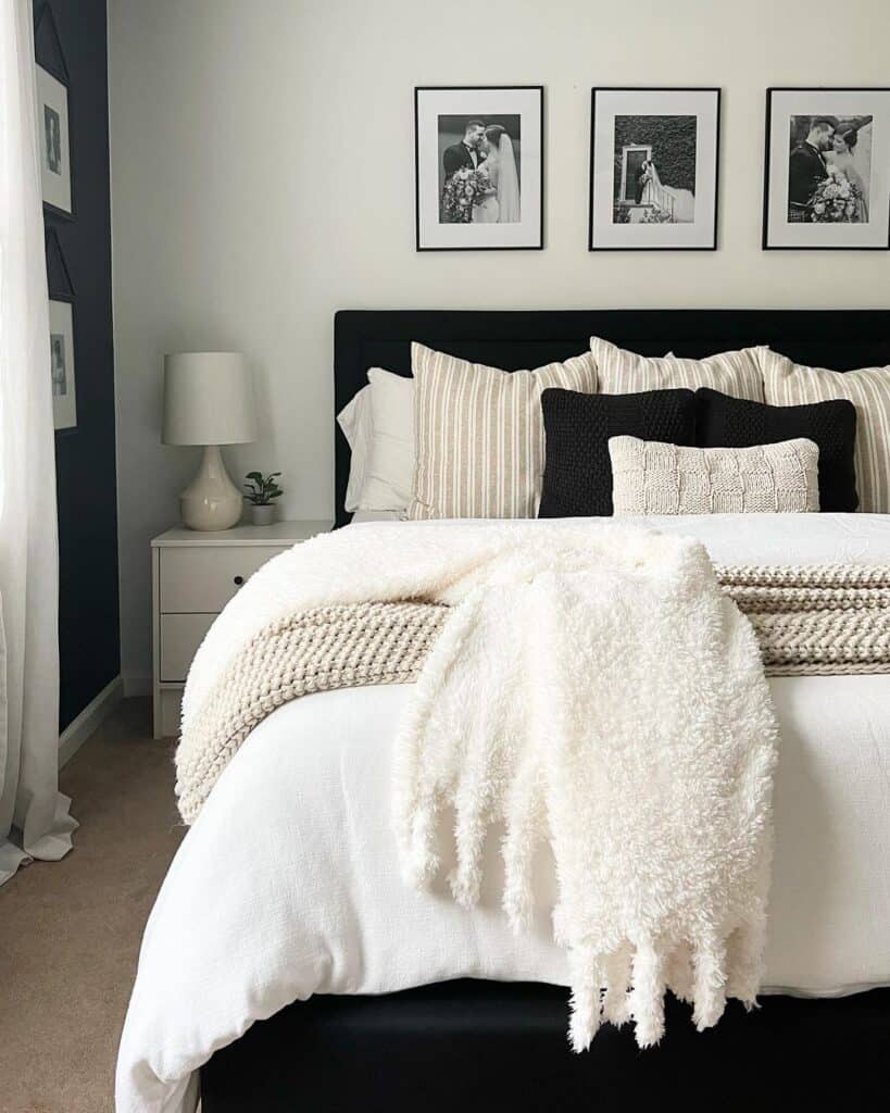 White Throw in Black & White Contrast Room