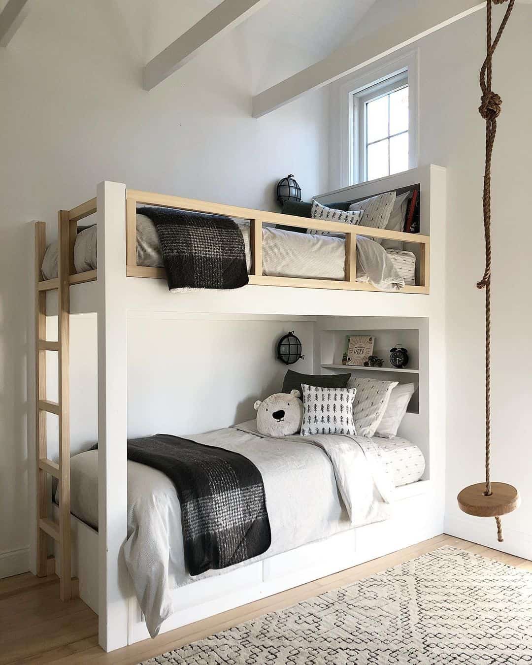 White and Blond Wood Bunk Bed Soul & Lane