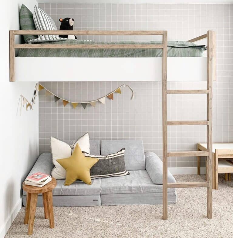 White and Wood Loft Bed