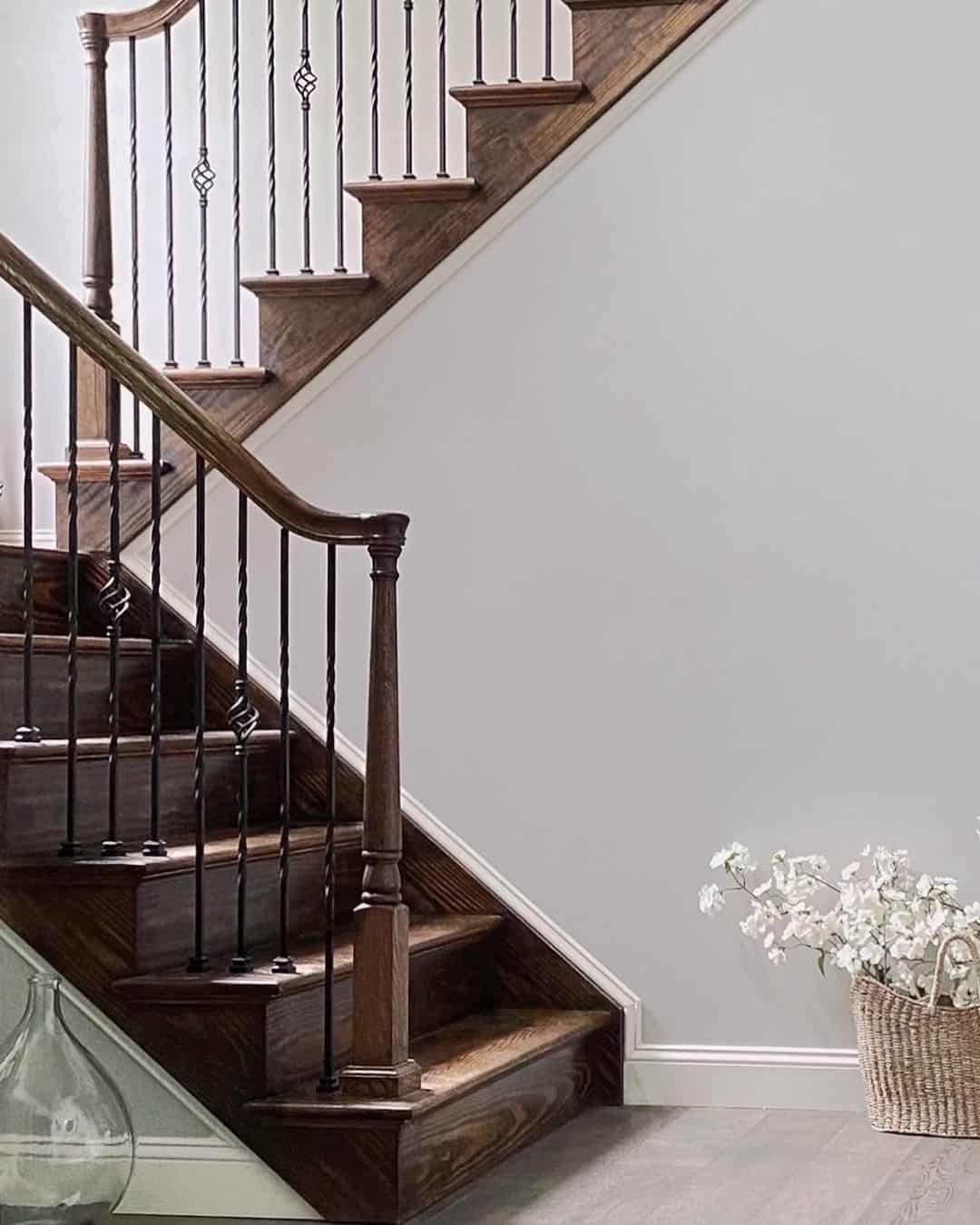 Wood Handrail with Iron Spindles Soul & Lane